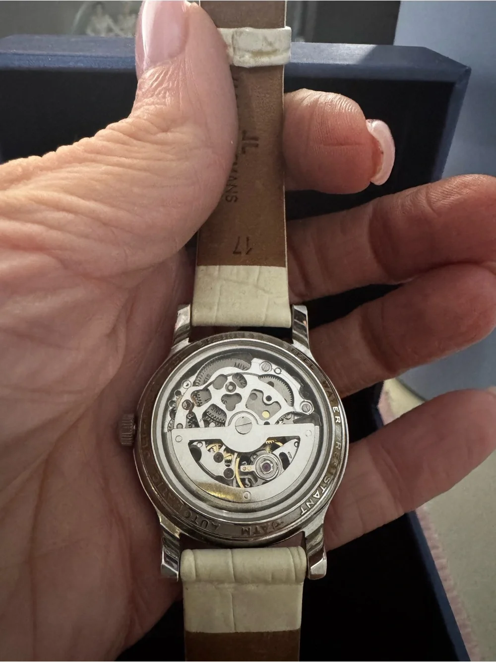 Jacques Lemans White Strap Silver Open-Heart Automatic Watch